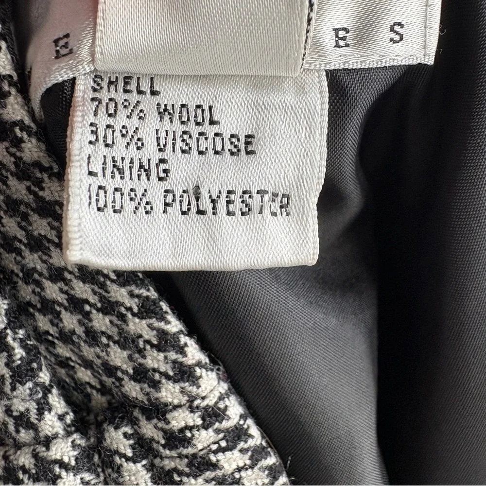 Talbots Vintage Grey Houndstooth Wool Blend Belted Pencil Skirt 2 Petite
